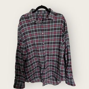 UNTUCKit‎ Shirt Men's 2XL Long Sleeve Flannel Gray Red Warm 100 Cotton✅